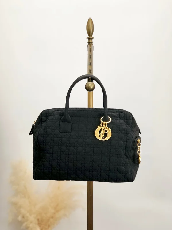 Your Dream Dior Bag is HereChristian Dior Cannage Logo Charm Handbag Boston bag Black Vintage t3p5um