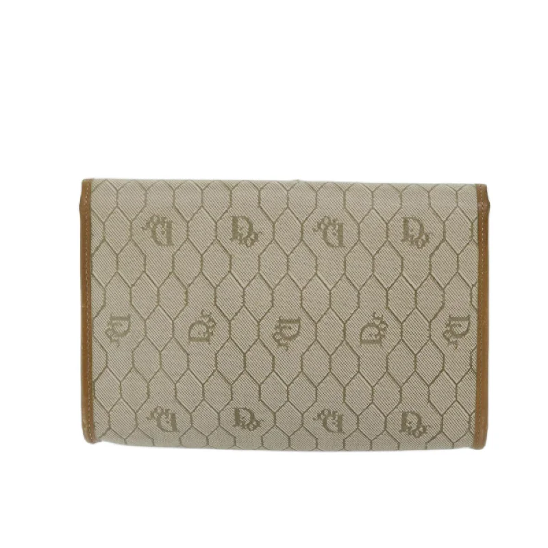 Where Craftsmanship Meets Luxury: Dior BagsCHRISTIAN DIOR Honeycomb Canvas Chain Shoulder Bag PVC Beige Auth am5929