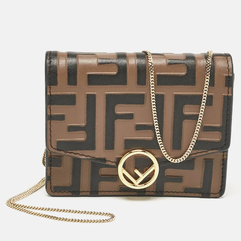 Fendi Street Style Must-Have -Fendi Brown Ff Leather Wallet On Chain