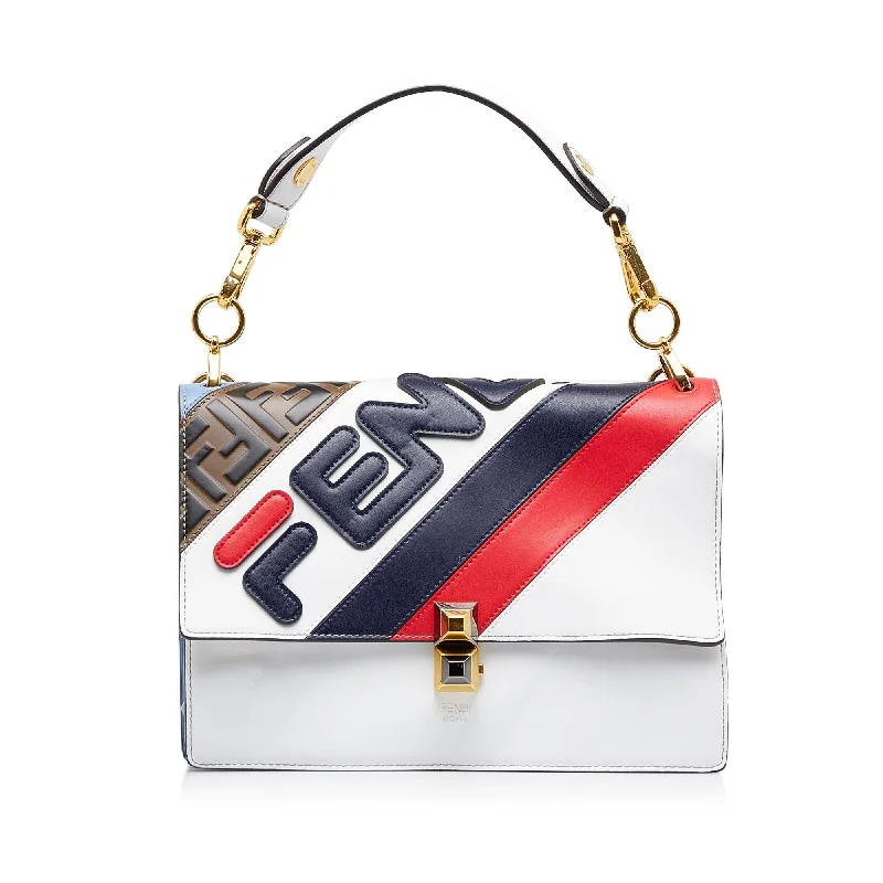 Fendi Chevron Quilted Bag -Fendi x FILA Kan I Mania Logo Satchel (SHG-McSL0p)