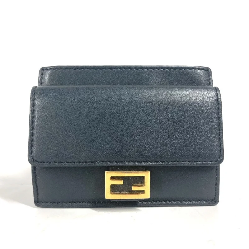 Fendi Crystal Embellished Bag -FENDI 8M0423 Business Card Holder Baguette Holder/Card Case Wallet/Coin Wallet Pass Leather Women's Black