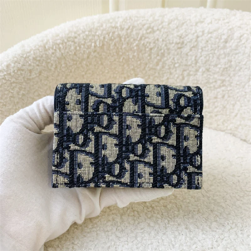 Discover the Legacy of Dior BagsDior Saddle Card Holder in Blue Oblique Jacquard Canvas AGHW