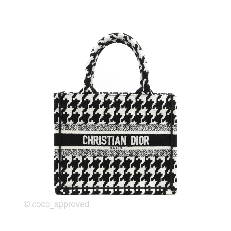 The Perfect Dior Bag for Every OccasionChristian Dior New Small Book Tote Macro Houndstooth Embroidery Black/White