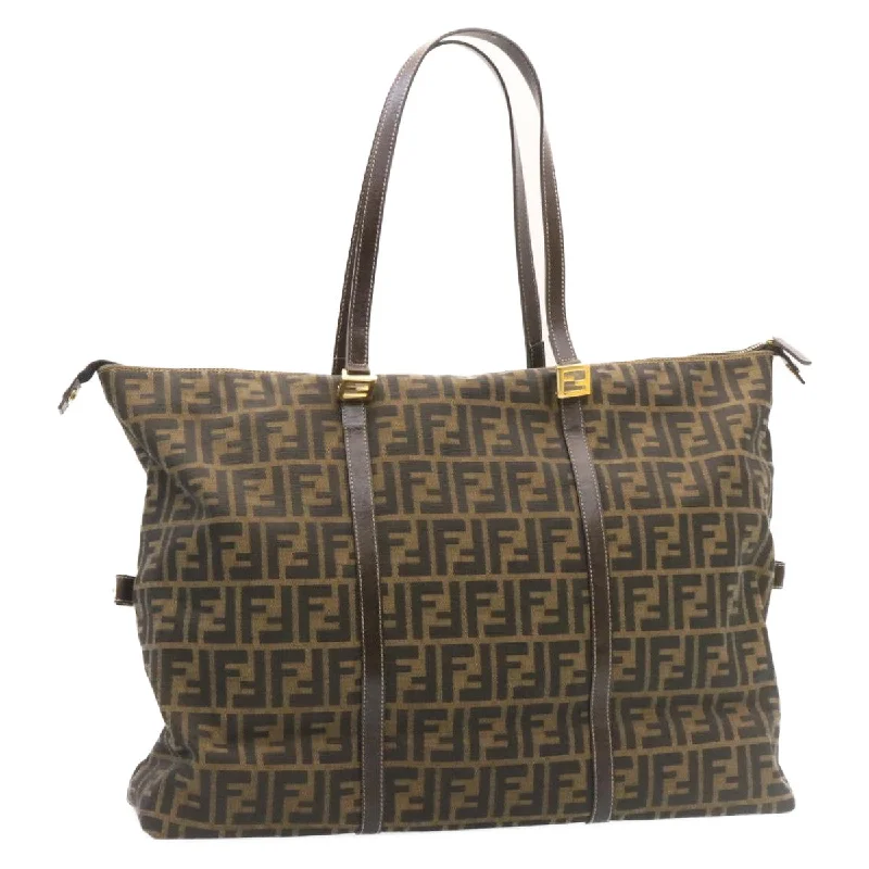 Fendi Monogram Embossed Bag -FENDI Zucca Canvas Tote Bag Brown Black  am344b