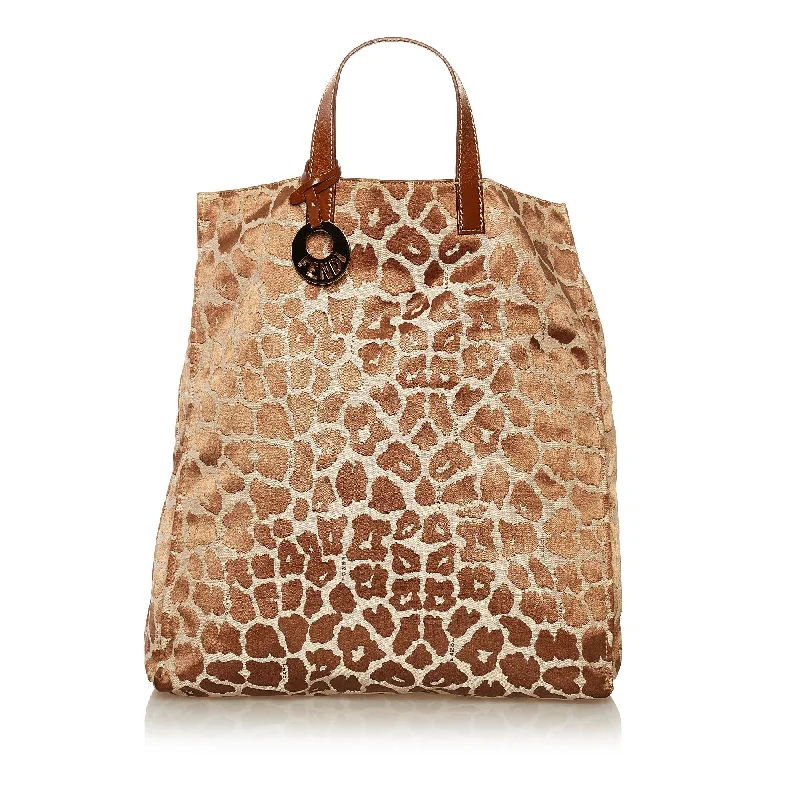 Fendi Pearl Handle Bag -Fendi Leopard Print Canvas Tote Bag