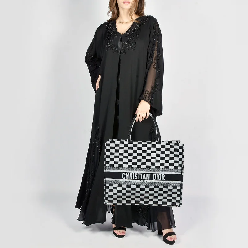 The Dior Bag Every Fashionista NeedsDIOR Black/White Checkered Embroidered Canvas Large Book Tote