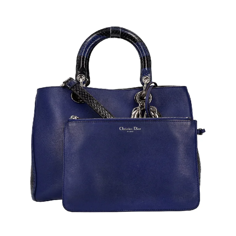 Elevate Your Fashion Game with DiorCHRISTIAN DIOR Leather/Python Diorissimo Tote Blue