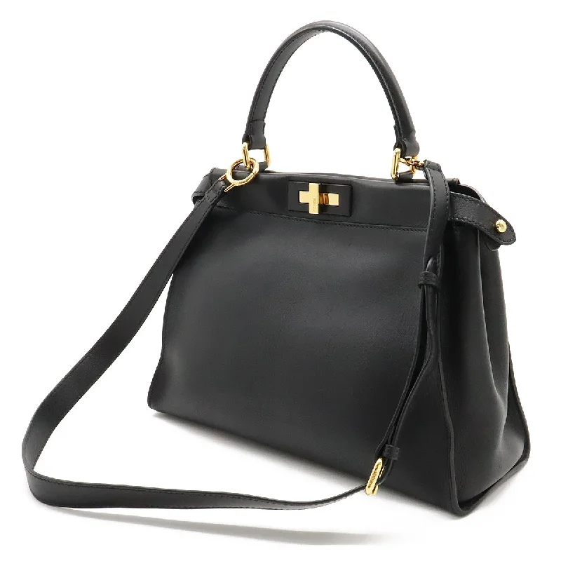 Fendi Monogram Embossed Bag -FENDI FENDI Pickaboo Handbags 2WAY Shoulder Bags Sliding Leather Black Black Gold  8BN290