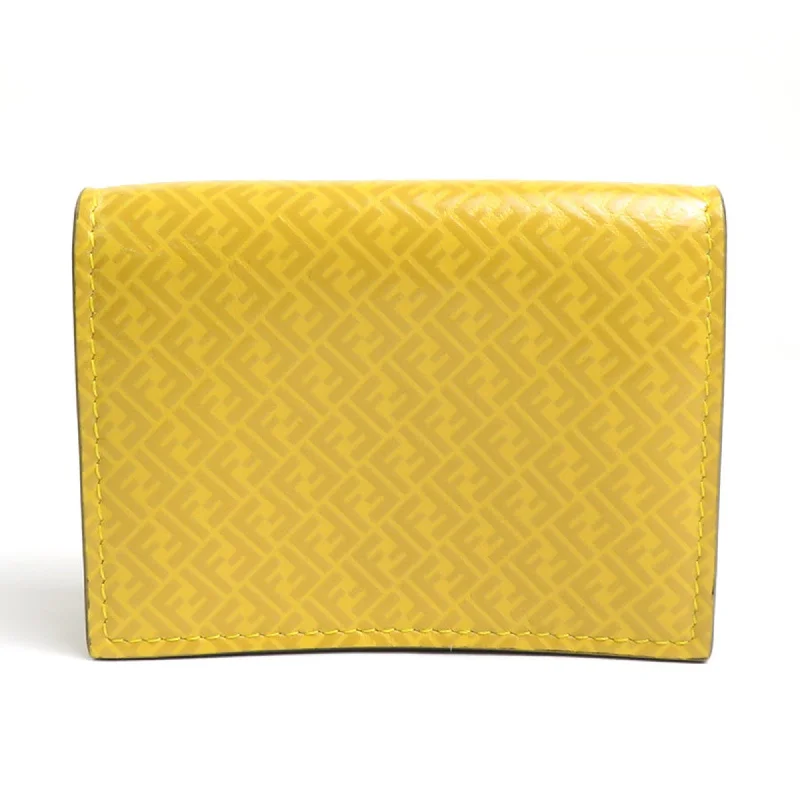 Fendi Beaded Bag -FENDI Trifold Wallet FF Logo Leather Yellow Ladies 7M0280-AGLP