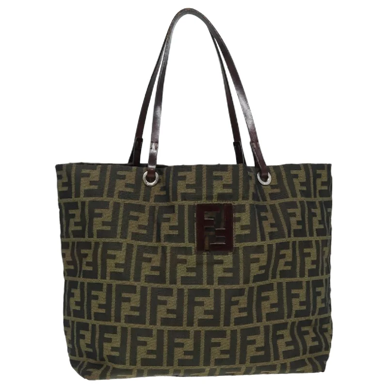 Fendi Petite Baguette Bag -FENDI Zucca Canvas Tote Bag Brown Black  bs15988