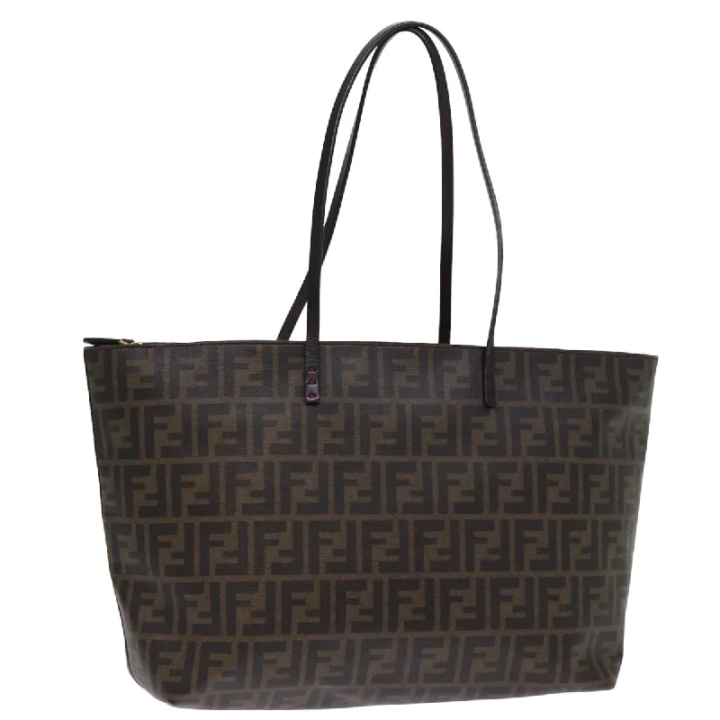 Fendi Zip Closure Bag -FENDI Zucca Canvas Tote Bag Black Brown  yk12917