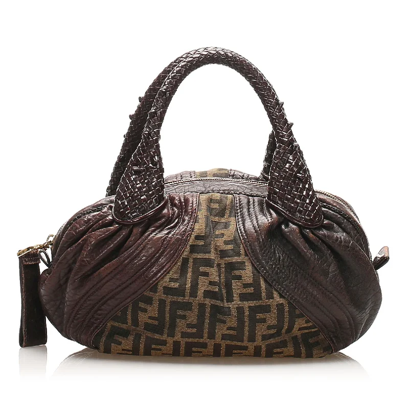 Fendi Pearl Handle Bag -Fendi Zucca Spy Canvas Handbag (SHG-14896)