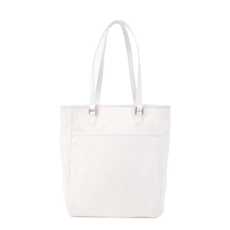 Dior Bags: Luxury Like No OtherChristian Dior Trotter Canvas Leather Tote Bag White