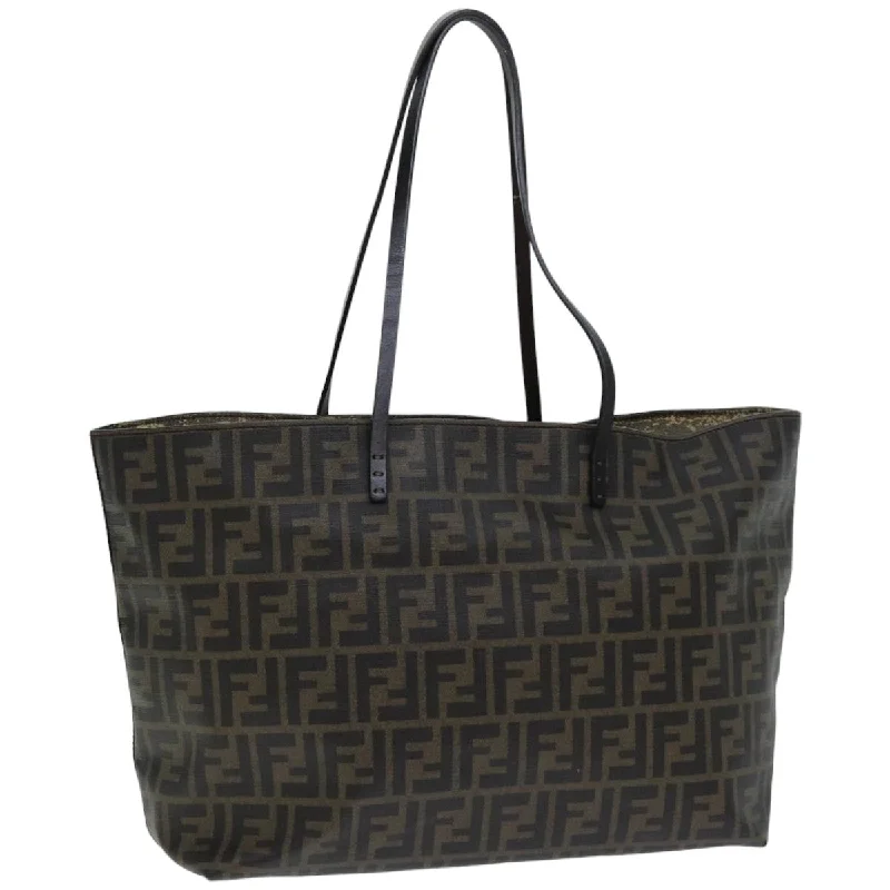 Fendi Handcrafted Excellence -FENDI Zucca Canvas Tote Bag Black Brown  76812