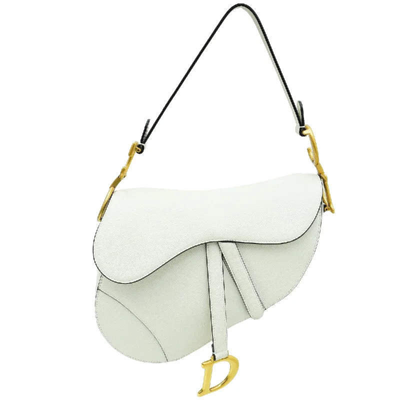 Dior’s Elegant Touch on Luxury AccessoriesChristian Dior White Saddle Medium Bag