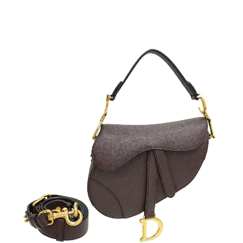 Dior’s Premium Leather Bags CollectionChristian Dior Burgundy Mini Saddle Bag w/Strap