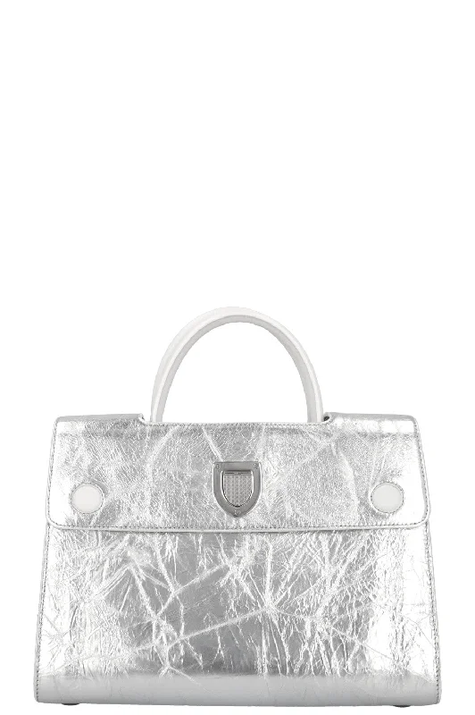 Elevate Your Look with a Dior HandbagCHRISTIAN DIOR Medium Diorever Tote Leather Silver