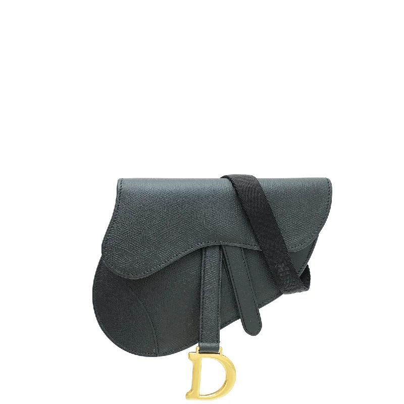 Effortless Luxury: The Dior Handbag CollectionChristian Dior Black Saddle Flat Belt Pouch