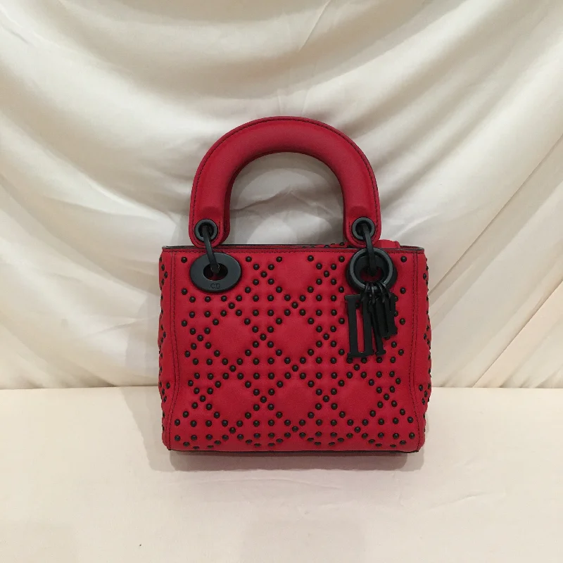 Crafted with Excellence: Dior HandbagsCHRISTIAN DIOR Dior Red Leather Stud Mini Black Hardware Lady Dior Shoulder Bag Sku# 75889