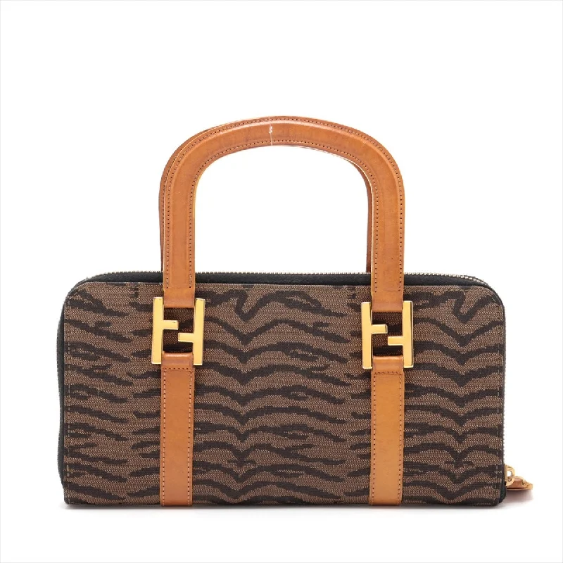 Fendi Magnetic Closure Bag -Fendi canvas x leather handbags brown zebra powder blowing harbours