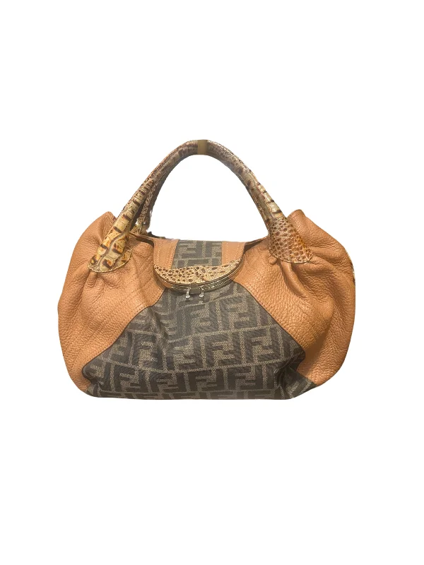 Fendi Monogram Embossed Bag -Fendi Spy Bag Zucca Canvas and Leather Medium Handbag Monogram