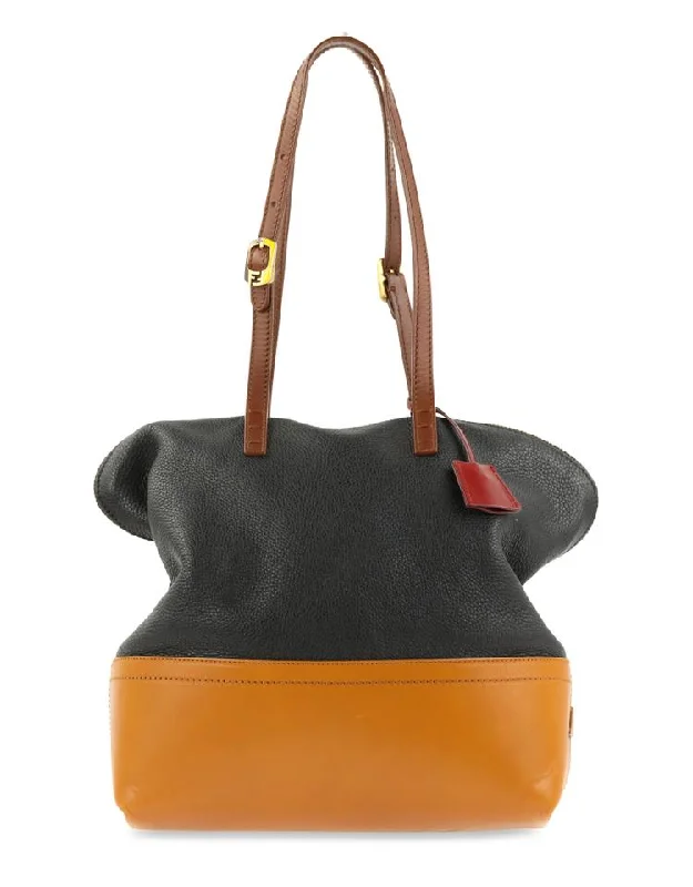 Fendi Glossy Leather Bag -Fendi Pequin Tricolor Multicolor Leather Tote