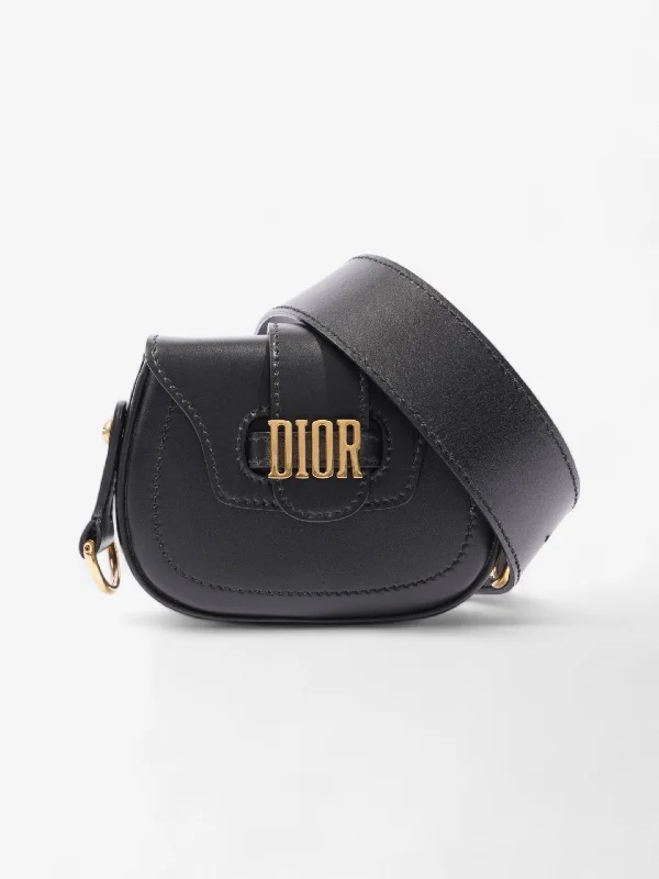 Grace and Elegance: Dior HandbagsChristian Dior D Fence Saddle Bag Black Calfskin Leather Mini