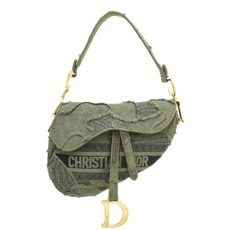 Add a Touch of Dior to Your WardrobeChristian Dior Khaki Saddle Camouflage Embroidered Medium Bag