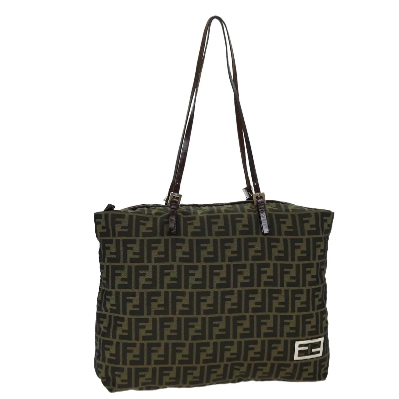 Fendi Diamond Quilted Bag -FENDI Zucca Canvas Tote Bag Black Brown  ep4185