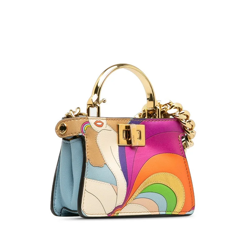 Fendi Handcrafted Excellence -FENDI Peekaboo Nano Handbag 7AS088 Multicolor Calf Leather