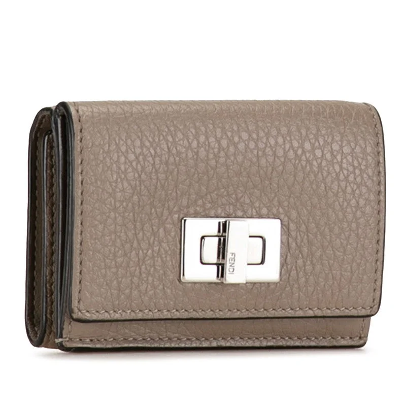 Fendi Minimalist Icon -Fendi Picabu Three Fold Wallet Compact Wallet 8M0426 Gr Leather  Fendi