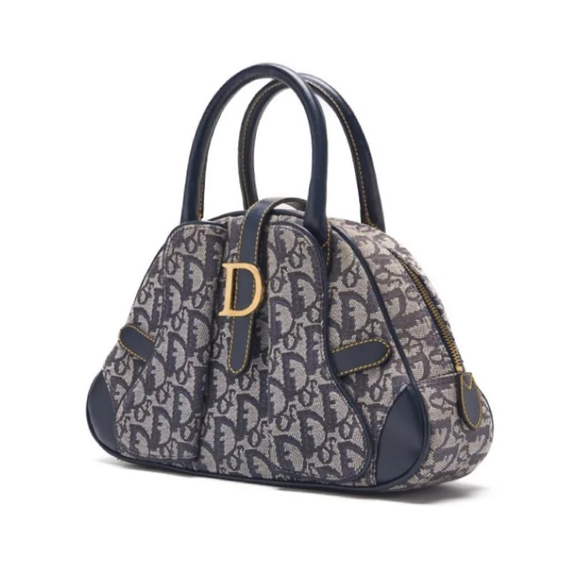 Experience Timeless Elegance with DiorDior Dior Troter Handbag Canvas  Leather Grey × Navy   Handbag Ladies Handbag 【 Delivery】 Ladies Online