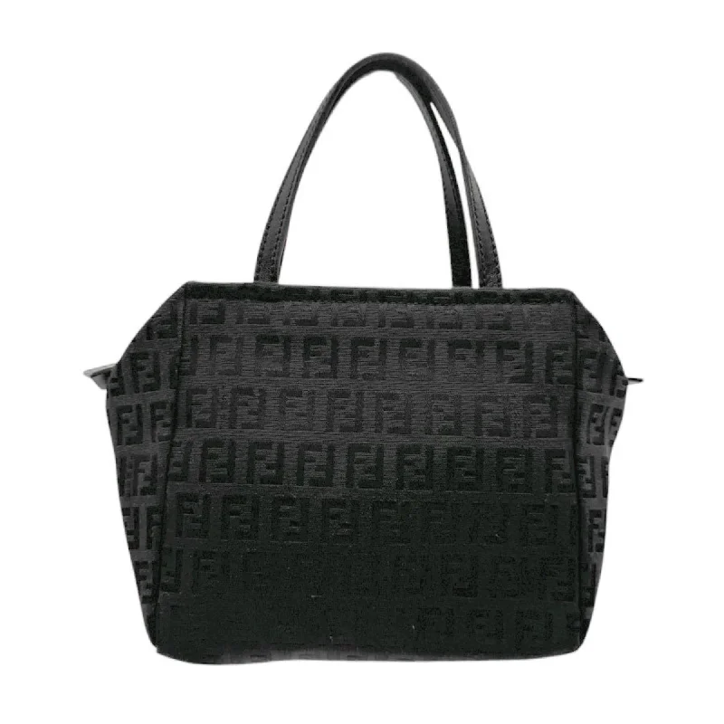 Fendi Woven Chain Bag -FENDI Handbag Zucchino Canvas Leather Black Women's 2258-8BN105 z2969