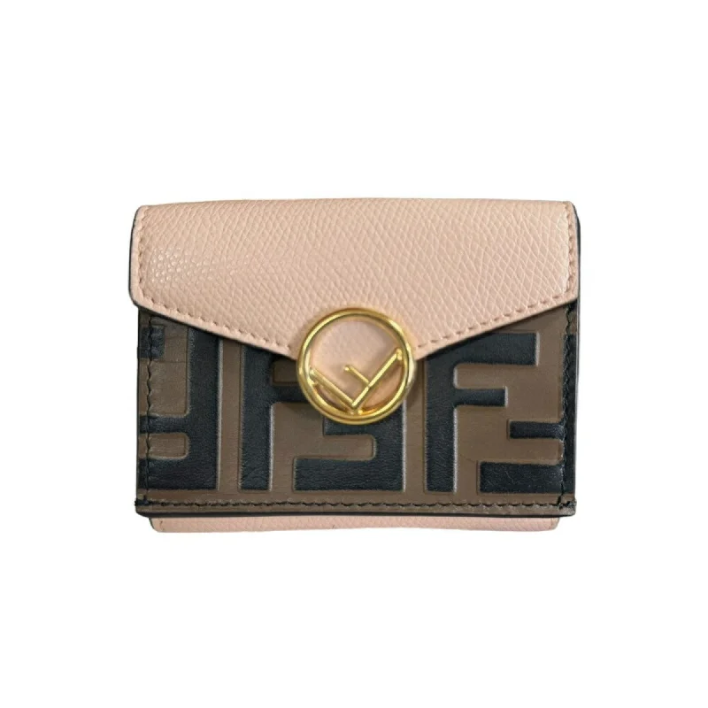 Fendi Monogram Embossed Bag -FENDI ZUCCA Tri-fold Wallet Leather 8M0395 Women's