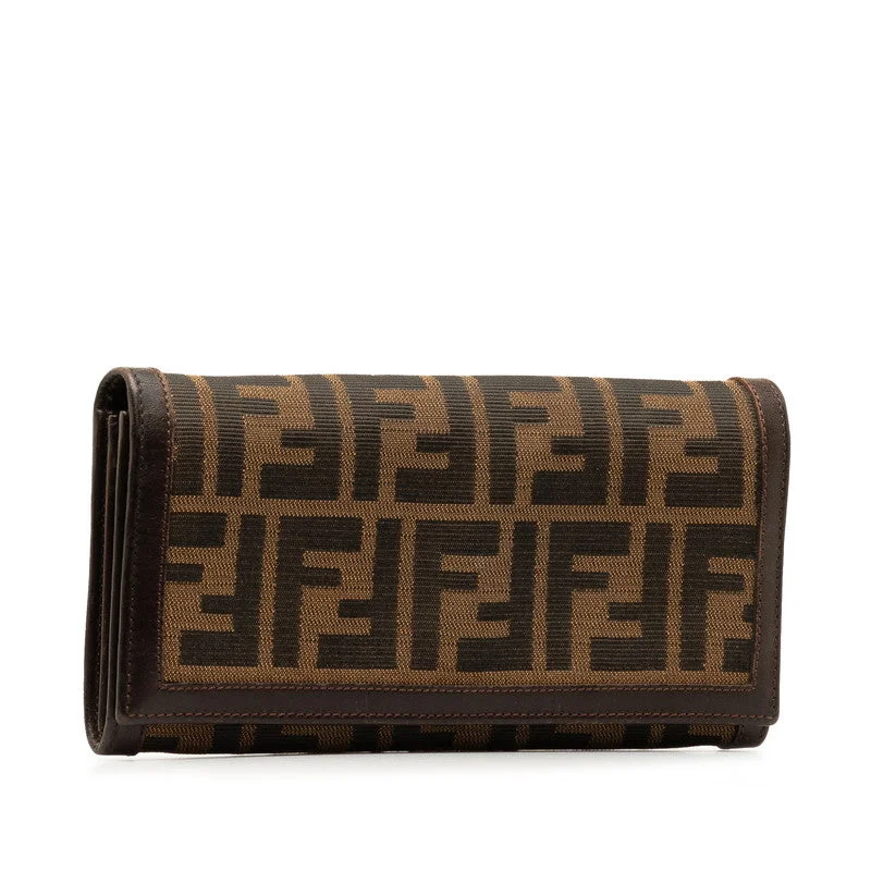 Fendi Exclusive Couture Bag -Fendi Zucca Long Wallet 30851 Brown Canvas Leather  Fendi