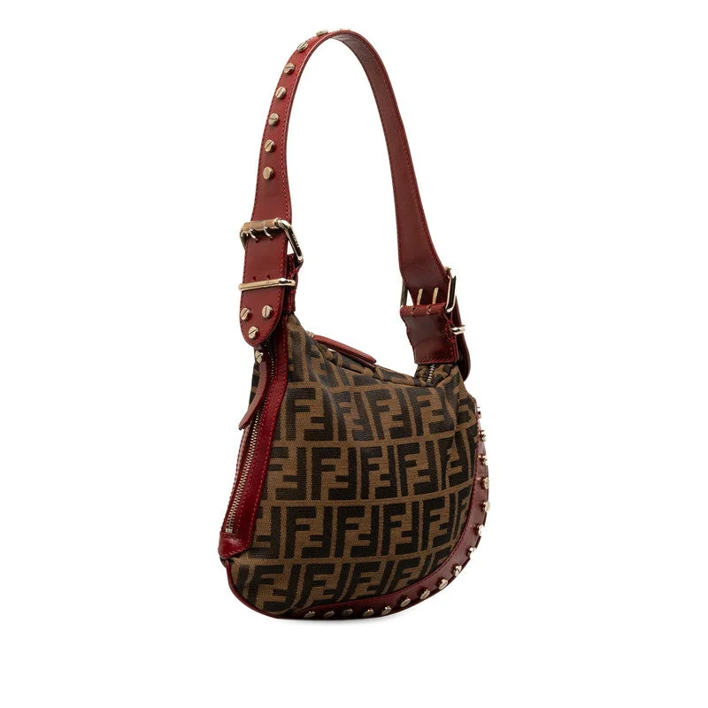 Fendi Handcrafted Excellence -Fendi Zucca Stands Handbag One-Shoulder Bag Brown Red Canvas Leather  Fendi