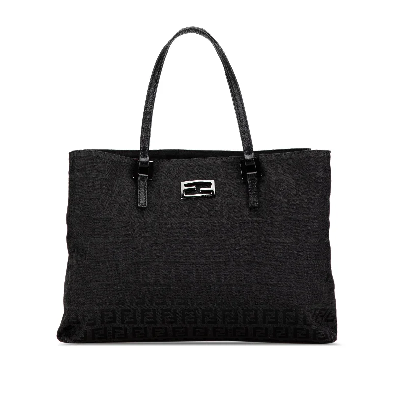 Fendi Metallic Finish Bag -Black Fendi Zucchino Canvas Handbag