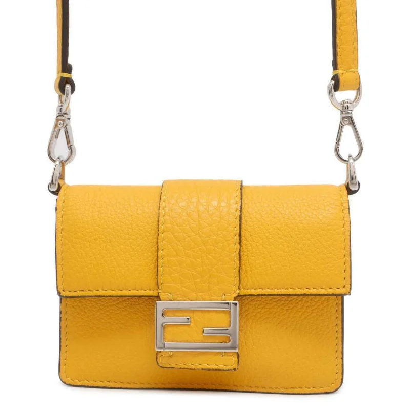 Fendi Push Lock Bag -FENDI Shoulder Wallet Flat Bucket Leather 7M0311 Business Card Holder/Card Case