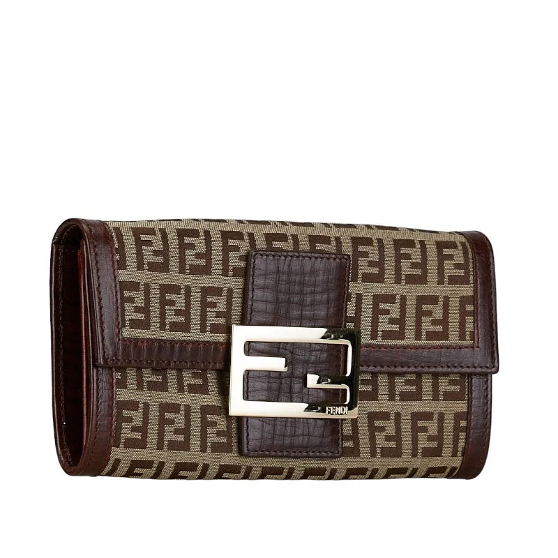 Fendi Iconic Luxury Staple -Fendi Zucca Long Wallet 8M0021 Brown Canvas  Fendi