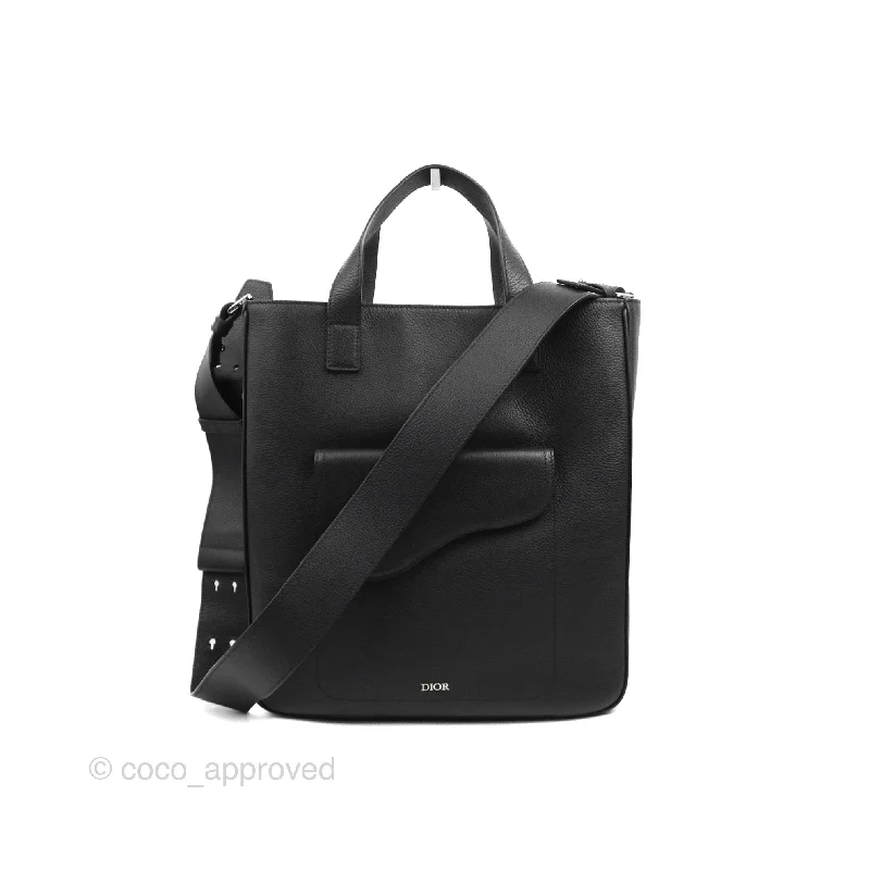 Unleash Your Inner Diva with Dior BagsDior Men's Saddle Tote Bag with Shoulder Strap Black Grained Leather