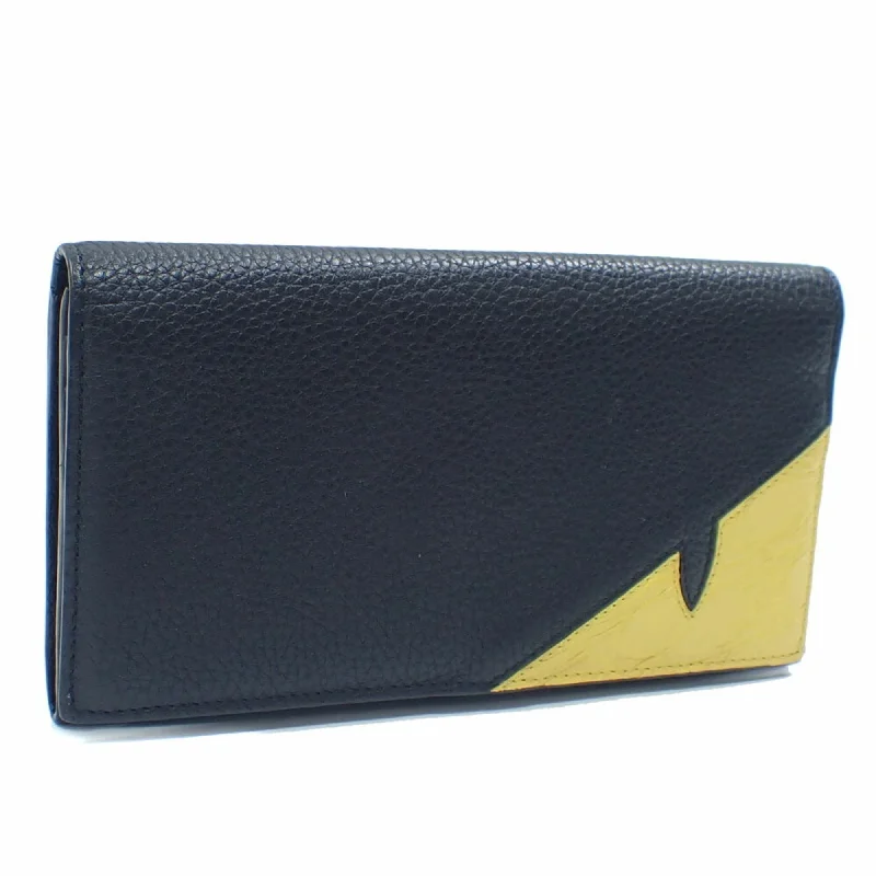 Fendi Designer Investment Piece -Fendi Men's Bi-fold Long Wallet Black Leather 7M0264 A8V7 F0R2A Monster A215140