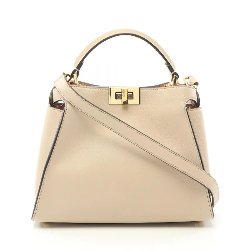 Fendi Zip Closure Bag -FENDI Peekaboo Essential Handbag Bag Leather Women's Beige 8BN302