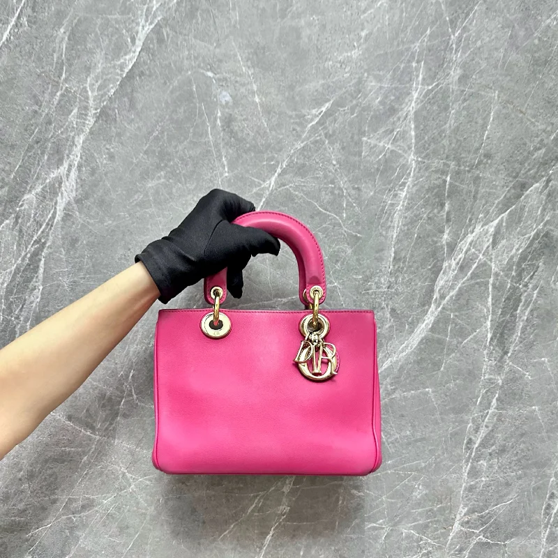 Luxury Meets Functionality: Dior Bags*No strap* Diorissimo Mini Tote Smooth Calfskin Hot Pink