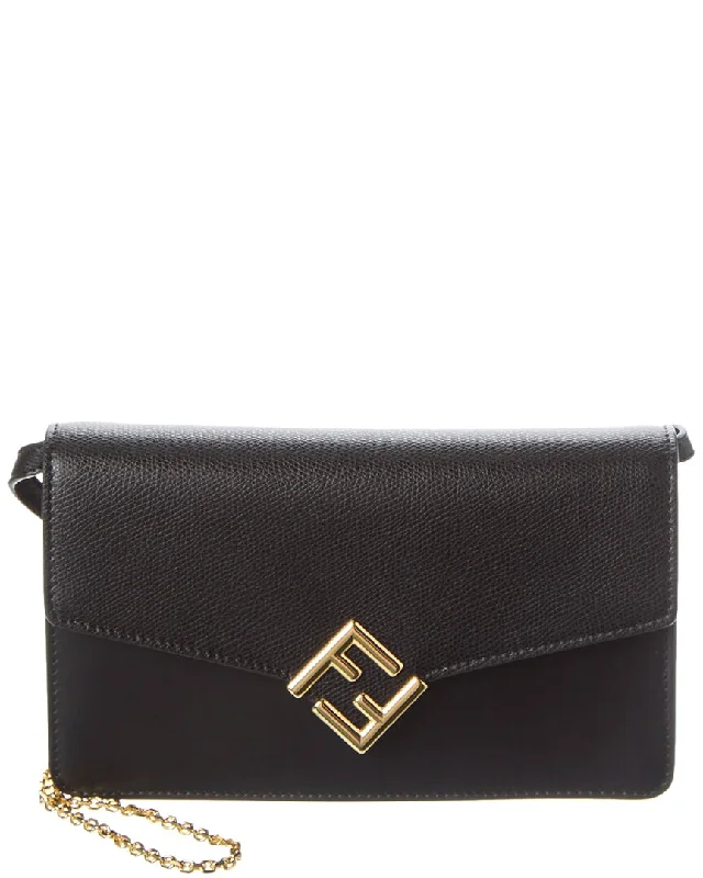 Fendi Logo Hardware Bag -FENDI FF Diamonds Leather Wallet On Chain