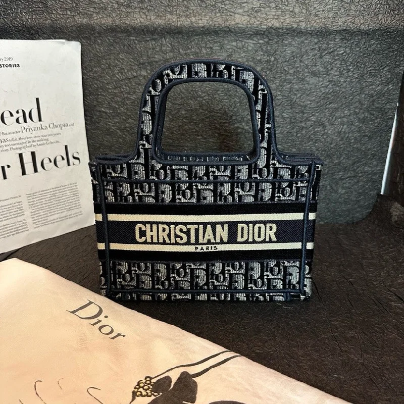 Sophisticated Elegance: Dior’s Latest BagsDior Mini Embroidered Tote Bag Navy Blue 22.5cm