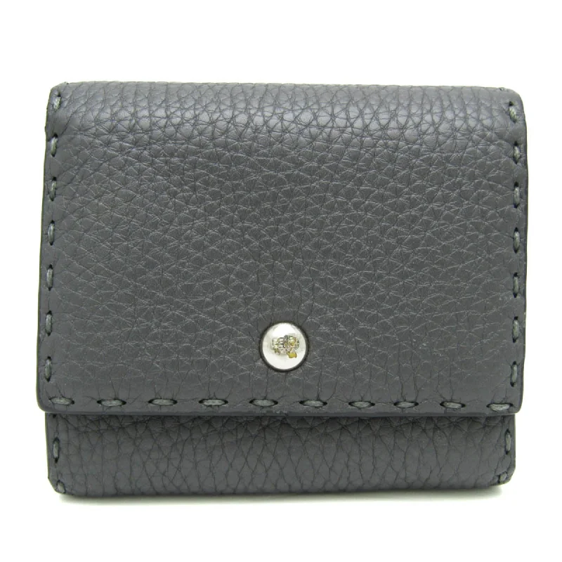 Fendi Pearl Handle Bag -Fendi Selleria 8M0339 Women,Men Leather Wallet (bi-fold) Dark Gray