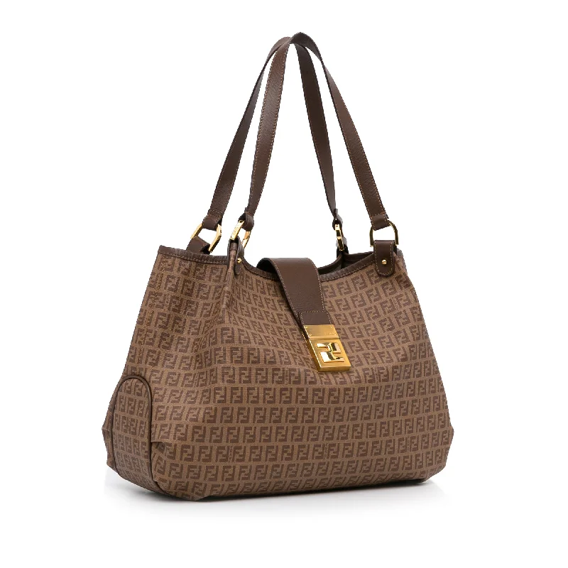 Fendi Crystal Embellished Bag -Brown Fendi Zucchino Spalmati Chiusura Tote