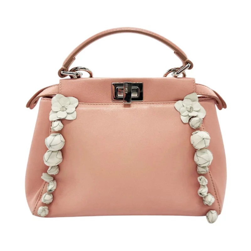 Fendi Iconic Luxury Staple -FENDI Shoulder Bag Handbag Peekaboo Pink x White Leather Women's 8BN244-9GK z3019