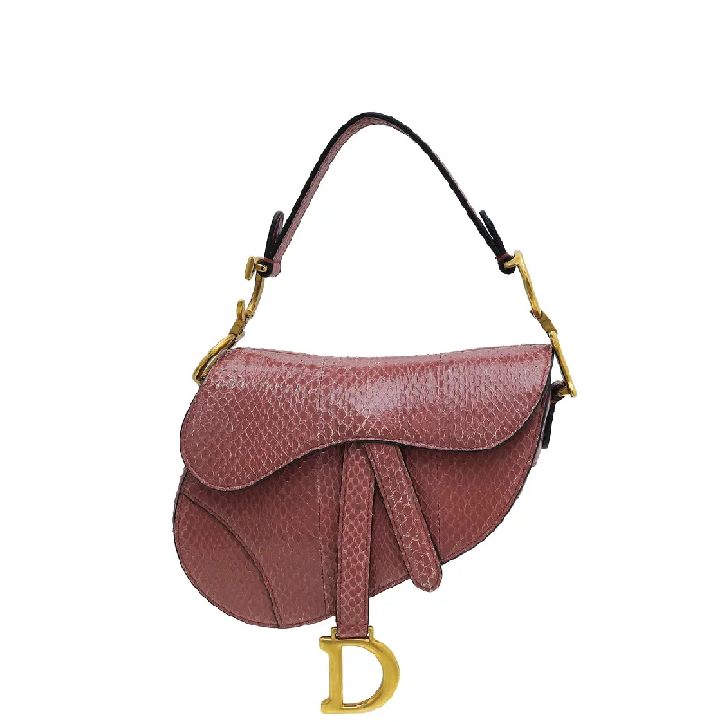 Unveil Your Style with Dior HandbagsChristian Dior Mallow Rose Python Saddle Mini Bag