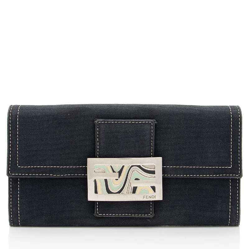 Fendi Street Style Must-Have -Fendi Vintage Denim Continental Wallet